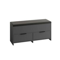 Rackhams Modern Cove Shoe Storage with Fabric Bench 2-Tier Cabinet Hallway Entryway Storage 106x34x50cm - White - thumbnail 3