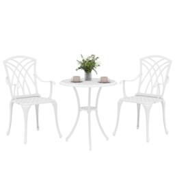 Rackhams 3 PCs Garden Bistro Set Outdoor Garden Furniture Set w/ Umbrella Hole - 3 - 61 x 61 x 66 cm - 61.0 - thumbnail 2