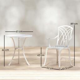 Rackhams 3 PCs Garden Bistro Set Outdoor Garden Furniture Set w/ Umbrella Hole - 3 - 61 x 61 x 66 cm - 61.0 - thumbnail 3