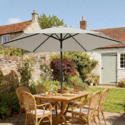 Rackhams Garden Parasol, 2m Outdoor Table Parasol Umbrella with Tilt - Light Grey - thumbnail 1