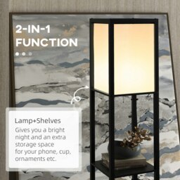 Rackhams Shelf Floor Lamp with Dual Light, for Living Room Black - thumbnail 5