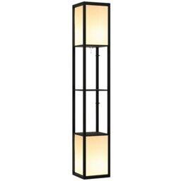 Rackhams Shelf Floor Lamp with Dual Light, for Living Room Black - thumbnail 2