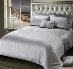 Rackhams Diamante Starburst Crushed Velvet Duvet Cover & Pillowcase Set - Pink - Super King - thumbnail 2