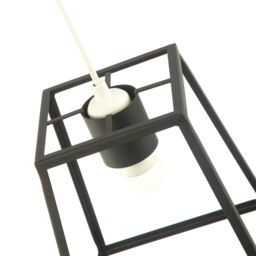 Rackhams Industrial Lantern Pendant Light Shade in Matte Black with Square Top and Bottom - thumbnail 4