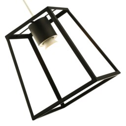 Rackhams Industrial Lantern Pendant Light Shade in Matte Black with Square Top and Bottom - thumbnail 3