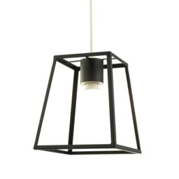 Rackhams Industrial Lantern Pendant Light Shade in Matte Black with Square Top and Bottom