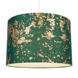 Rackhams Modern Green Cotton Fabric Lampshade with Copper Foil Decor for Table or Ceiling - thumbnail 2