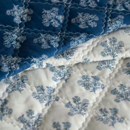 Rackhams Midnight Blue Reversible Floral Print Bedspread - Single - thumbnail 2