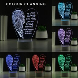 Rackhams Personalised Angel Wings Memorial Colour Changing LED Light - thumbnail 4
