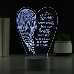 Rackhams Personalised Angel Wings Memorial Colour Changing LED Light - thumbnail 2