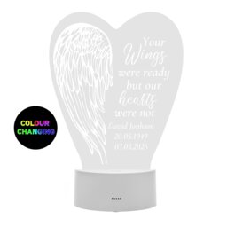 Rackhams Personalised Angel Wings Memorial Colour Changing LED Light - thumbnail 1