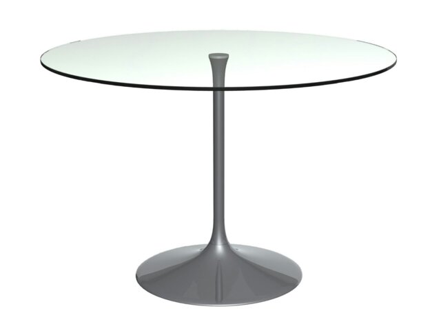 Rackhams Swan Circular Dining Table - Large - Dark Chrome - Clear Glass - image 1