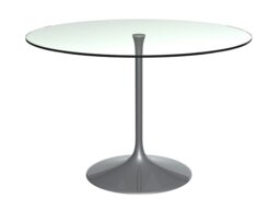 Rackhams Swan Circular Dining Table - Large - Dark Chrome - Clear Glass - thumbnail 1