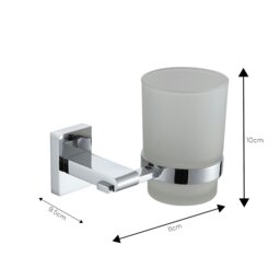 Rackhams Unity Chrome Stainless Steel & Frosted Glass Wall Mounted Toothbrush Holder - thumbnail 2