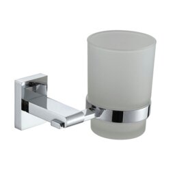Rackhams Unity Chrome Stainless Steel & Frosted Glass Wall Mounted Toothbrush Holder
