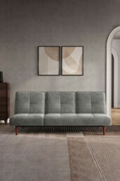 Rackhams Faux Suede 3 Seater Upholstered Sofa Bed - Grey - thumbnail 1
