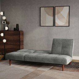 Rackhams Faux Suede 3 Seater Upholstered Sofa Bed - Grey - thumbnail 5