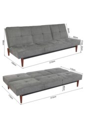 Rackhams Faux Suede 3 Seater Upholstered Sofa Bed - Grey - thumbnail 6