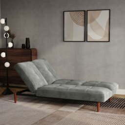 Rackhams Faux Suede 3 Seater Upholstered Sofa Bed - Grey - thumbnail 4