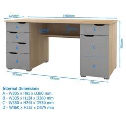 Rackhams Kentucky Desk in dark oak and white