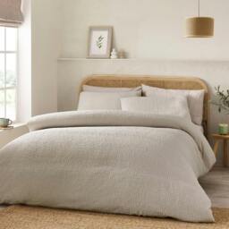 Rackhams Crinkle Seersucker Natural Duvet Cover Set - Single - thumbnail 3