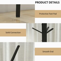 Rackhams 180cm Free Standing Coat Rack Metal Shelf Holder Stand Hat Hanger Black - thumbnail 4