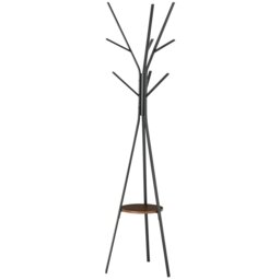Rackhams 180cm Free Standing Coat Rack Metal Shelf Holder Stand Hat Hanger Black - thumbnail 6