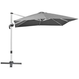 Rackhams 3 x 3(m) Cantilever Roma Parasol, Square Garden Umbrella with Cross Base, Crank Handle, Tilt, 360° Rotation and Aluminium Frame, Grey - Grey - 293L x 293W x 265H cm - thumbnail 2