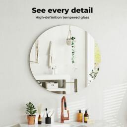 Rackhams 40cm Round Wall Mirror Frameless Tempered Glass Explosion-Proof Decor - thumbnail 3