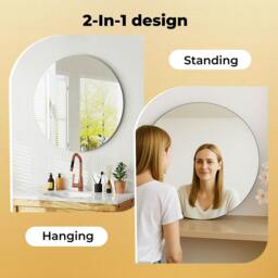 Rackhams 40cm Round Wall Mirror Frameless Tempered Glass Explosion-Proof Decor - thumbnail 4