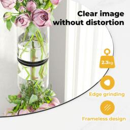 Rackhams 40cm Round Wall Mirror Frameless Tempered Glass Explosion-Proof Decor - thumbnail 5