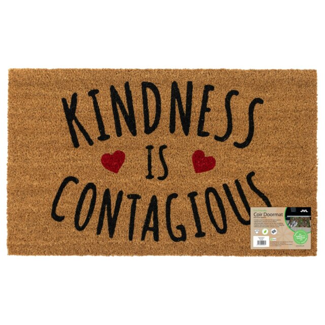 Rackhams Eco-Friendly Latex Backed Coir Entrance Doormat, 45x75cm - Kindness - image 1