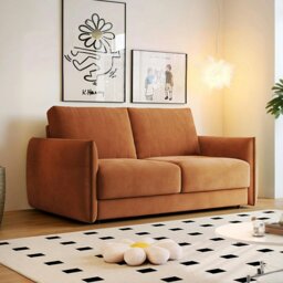 Rackhams Kaur Two Seater Sofa Bed, Pull Out Sleeper Sofa Bed, More Colours - Orange - 168cm - thumbnail 1