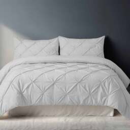 Rackhams Pintuck Pinch Pleated Polycotton Duvet Cover And Pillowcase/s Set Bed Linen - Silver - Single