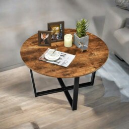 Rackhams Industrial 80CM Round Coffee Table Rustic Brown - thumbnail 2