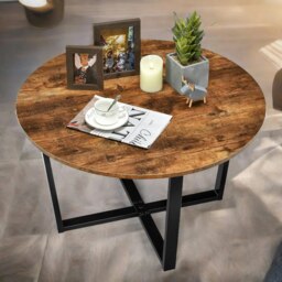 Rackhams Industrial 80CM Round Coffee Table Rustic Brown - thumbnail 4
