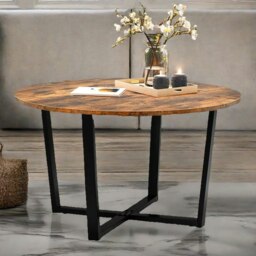 Rackhams Industrial 80CM Round Coffee Table Rustic Brown - thumbnail 6