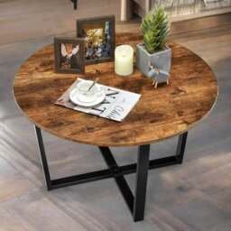 Rackhams Industrial 80CM Round Coffee Table Rustic Brown - thumbnail 3