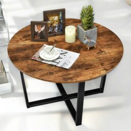 Rackhams Industrial 80CM Round Coffee Table Rustic Brown - thumbnail 5