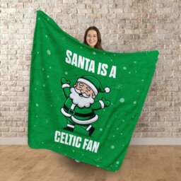 Rackhams Santa is a Celtic Football Fan - Luxury Fleece Blanket 150cm X 150cm - thumbnail 2