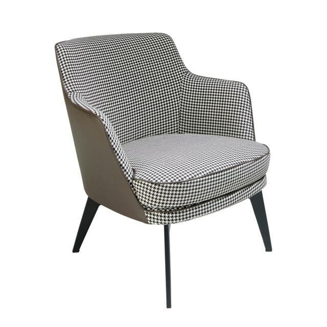 Rackhams Black and White Fabric and Chocolate Brown Leatherette Armchair 5011 - Modern - Yes - No - image 1