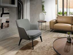 Rackhams Black and White Fabric and Chocolate Brown Leatherette Armchair 5011 - Modern - Yes - No - thumbnail 3