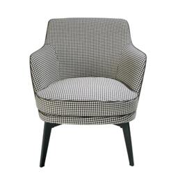 Rackhams Black and White Fabric and Chocolate Brown Leatherette Armchair 5011 - Modern - Yes - No - thumbnail 2