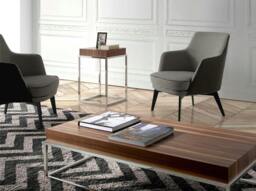 Rackhams Black and White Fabric and Chocolate Brown Leatherette Armchair 5011 - Modern - Yes - No - thumbnail 6