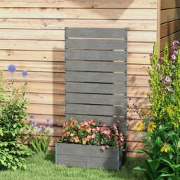 Rackhams 34 x 69.5cm Garden Planter Box, with Back Trellis, Grey - thumbnail 6