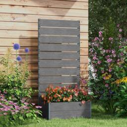 Rackhams 34 x 69.5cm Garden Planter Box, with Back Trellis, Grey - thumbnail 2