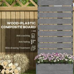 Rackhams 34 x 69.5cm Garden Planter Box, with Back Trellis, Grey - thumbnail 4
