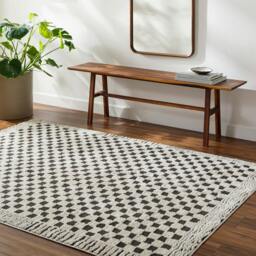 Rackhams Freud-Modern Ivory Black High Pile Checkered Rug - 80 x 220 cm - thumbnail 2
