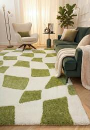 Rackhams Joli Checkered Green & White Rug - 120X170 cm - thumbnail 2
