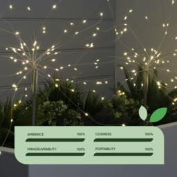 Rackhams Pack of 2 Solar Starburst Stake LED Lights – Warm White Garden Lights - thumbnail 5